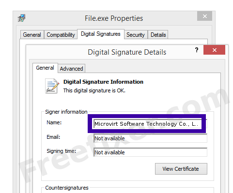 Screenshot of the Microvirt Software Technology Co., Ltd. certificate